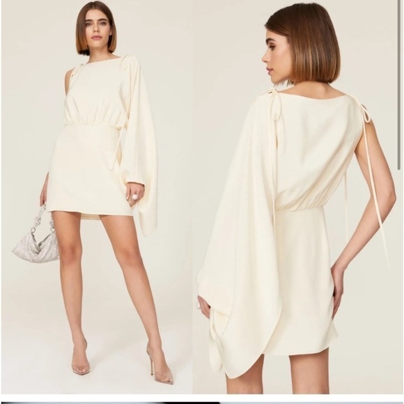 Alexis Wesley One-Shoulder Silk Mini Dress  Cream - Picture 16 of 16